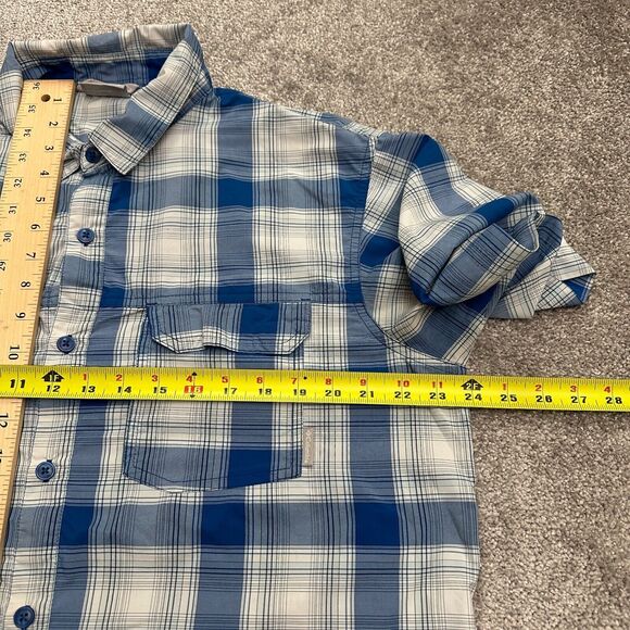 Columbia Omni Wick Shirt Mens Large Blue Plaid Short Sleeve Fishing Outdoor Top - Picture 9 of 10